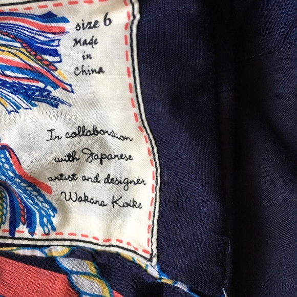 Anthropologie Strapless Dress in Navy with Colorful Details - Picture 3 of 4